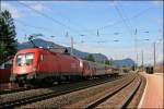 1016 010 bringt den REX 1507  betriebliche-altersvorsorge.at  (netter Name fr einen Zug) von Innsbruck Hbf zurck nach Schwarzach St.Veit. (05.07.2008)
