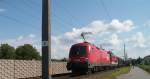 Gterzug bespannt mit 1016 035-6 und 1142 am 18.6.2005 nach Linz Hbf unterwegs,Streckenteil Ansfelden-Nettingsdorf, Minolta Dimage Z3