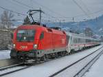 Am 22.1.2011 konnte ich den IC 1219 von Frankfurt nach Landeck Zams in Dornbirn bildlich festhalten. Da es bei diesem Zug um einen Turnuszug handelt, kann dieser nur an Samstagen gesichtet werden.

Lg