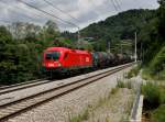 Die 1016 045 mit einem Gterzug am 29.06.2013 unterwegs bei Wernstein.