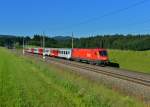 1016 045 mit einem REX am 16.06.2012 bei Pöndorf.