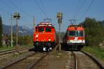 1020 037 und 4010 009 der GEG (sterreichische Gesellschaft fr Eisenbahngeschichte) bei einem Kreuzungsaufenthalt in blarn.
