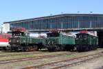 1062 007, 1670 025 und 1570 001 als kleine E-Lokparade vor dem Heizhaus Strasshof; am 02.10.2011