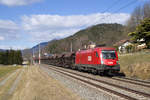 Am 11. März 2016 bringt die 1116 140 den Güterzug 49417 von Břeclav nach Spielfeld-Straß, wo der Zug von einer slowenischen  Briźita  übernommen wird. Die Aufnahme entstand bei Mixnitz-Bärenschützklamm. 