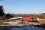 1116 279-1 mit dem IC 183 (Stuttgart Hbf-Zürich HB) bei Neufra 29.12.17