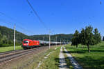 1116 163 mit einem Kesselzug am 31.07.2018 bei Wernstein am Inn.