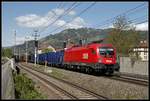1116 131 mit Güterzug bei Bruck/Mur am 6.05.2020.