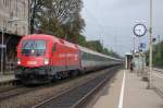 1116 020-7 zog am 06.09.07 einen EuroCity durch den Bahnhof Siegelsdorf in Richtung Wrzburg.