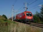 Am 18. August 2008 gegen 17:45 Uhr verlie die 1116 151-0 gemeinsam mit einigen Doppelstock-CityShuttle-Waggons (Wiesel) die Bahnhaltestelle der Siemensstrae (wien).