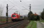 Am 31. Mrz 2010 eilt 1116 084 mit dem EC 113 von Siegen nach Klagenfurt in Richtung Stuttgart. Die Lok wird durch die am Zugschluss schiebende 1116 128 untersttzt. Aufgenommen wurde das Bild bei Wiesloch.