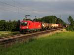 Die 1116 280 mit einem Gterzug am 22.06.2012 unterwegs bei Hilperting.