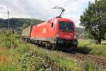 1116 115 mit KLV-Zug in Fahrtrichtung  Norden. Aufgenommen am 10.07.2012 in Wernfeld.