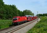 1116 091 mit einem Autozug am 29.05.2011 unterwegs bei Gutmart.