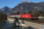 1116 052 mit OIC 863 am 17.11.2012 auf der Innbrcke bei Brixlegg.