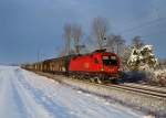 1116 074 mit einem Audizug nach Gyr am 19.01.2013 bei Langenisarhofen.