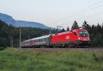 Am 29.Juni 2012 war 1116 256 zwischen Arnoldstein und Thrl-Maglern mit einem russischen Nachtzug auf dem Weg nach Tarvisio-Boscoverde.