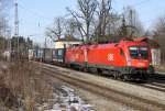 Die 1116 125 mit einem KLV durch Aling am 05.03.2013