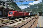 Am frhen Nachmittag des 29.08.2013 stand 1116 267-3 zusammen mit der 1116 270-0 und einem KLV unter italienischem Fahrdraht im Bahnhof von Brenner/Brennero und wartet bis sie wieder zurck nach