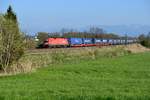 Ein wenig später kam dieser interessante Containerzug an der Fotostelle bei Rann vorbeigefahren. Zuglok war die 1116.183. Zugnummer und Zuglauf sind mir leider unbekannt - wer hier mehr weiß, darf es gerne posten.....(20. April 2015).