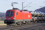 ÖBB 1116 075 mit Autotransport am 14.01.2017  10:17 nördlich von Salzderhelden am Bü 75,1in Richtung Süden