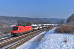 1116 036 mit einem Autozug am 22.01.2017 bei Sandbach. 