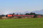 1116 042 war am 3. Oktober 2013 mit einem RJ beschftigt, hier zu sehen bei Bernau am Chiemsee.