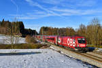 1116 225 mit einem Railjet am 31.12.2017 bei Eugendorf. 