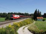 Die 1116 232 mit einem RJ am 12.08.2018 unterwegs bei Teisendorf.