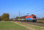 1116 045  Hochwassertaurus  mit dem Audizug Ingolstadt-Györ, am 4.5.2022 bei Manching