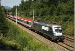 Werbetaurus 1116 038 Siemens fhrt mit IC 534 von Villach nach Wien Sd.
Zeltweg 6.7.2008