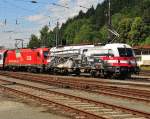 BB 1216 E-Lok Jubilums Taurus -175 Jahre Eisenbahnen in sterreich- aufgenommen am 15.08.12 bei der Einfahrt in den Bahnhof Kufstein.