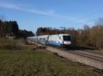 Die 1116 251 mit einem RJ am 07.03.2015 unterwegs bei Seekirchen am Wallersee.