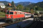 Am 11.10.2008 fhrt die 1142.682 mit EC558 (Graz - Wien Sd) in den Bahnhof Bruck/Mur ein.