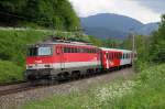 1142 624 ist am 16.05.2013 mit REX1992 zwischen Pernegg und Bruck/Mur unterwegs.