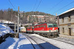 1142.665+621 fahren mit G-54703 durch die Hst.Wolfsbergkogel am 28.1.17