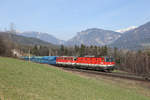 1144.126+1142.611 fahren mit G-54627 bei beginnenden Frühling,vor Rax und Schneeberg am Eichberg bergwärts.