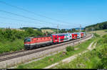 1144 070 ist am 29. Mai 2017 mit einer Wiesel-Garnitur auf der alten Westbahn in Richtung St. Pölten unterwegs und erreicht in Kürze den Bahnhof Pottenbrunn.