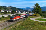Der EC 151  Emona  von Wien HBF nach Ljubljana ist noch ein klassischer internationaler Fernzug. Bis Ende 2021 war dieser EuroCity eine der wenigen verbliebenen hochwertigen Reisezugleistungen für die Baureihe 1144. Seit Fahrplanwechsel ist der Schnellzug über den gesamten Laufweg hinweg mit einem ELL-Vectron bespannt. Der Lokwechsel an der Grenze kann somit entfallen. Am 14. September 2021 hatte die 1144.102 die Aufgabe, den Zug bis nach Spielfeld-Straß zu befördern. Bei Kleinstübing gelang eine Aufnahme. 