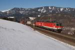 1144.218 und 1116.056 bespannten den KGAG 40501 (Bpa-Tbv). Eichberg 21.02.2012