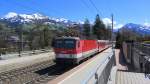 Pnktlich um 12:15 Uhr hat die 1144 242 am 21.4.2012 mit einer S6 von Wrgl Hbf nach Salzburg Hbf den Bahnhof Kitzbhel Hahnenkamm verlassen.