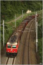 1144 040 mit einen Schrottzug in Richtung Villach. 
Thalheim 9.6.2012