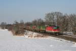 1144 210 mit einem KLV Zug am 04.12.2010 bei Hilperting.