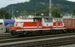 BB 1163 007-6 mit einem Containerzug. Salzburg Hbf, 16-08-2006