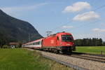 1216 023 mit einem  EC  auf dem Weg nach Innsbruck. Aufgenommen am 10. September 2020 bei Niederaudorf im Inntal.