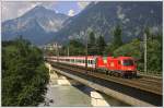 1216.012 wurde am 21. August 2010 beauftragt, den EC 82 von Verona Porta Nouva nach Mnchen Hbf zu bespannen. Das Bild mit dem Flussmotiv entstand unmittelbar bei der Einfahrt in den Bf. Brixlegg.