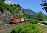 1216 013 mit einer Rola nach Brennersee am 19.05.2012 unterwegs bei Jenbach.