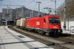 1216 003 mit Güterzug in Bruck an der Mur am 18.03.2014.