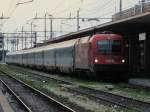 20.8.2014 18:56 ÖBB 1216 018 mit EC 89 aus München Hbf bei der Ankunft im Endbahnhof Verona Porta Nuova.