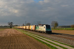 1216 960 mit einem Hackschnitzelzug am 06.04.2016 bei Langenisarhofen. 