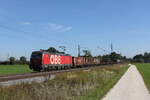 1293 015 mit einem gemischten Güterzug aus Salzburg kommend am 11. Oktober 2021 bei Übersee am Chiemsee.